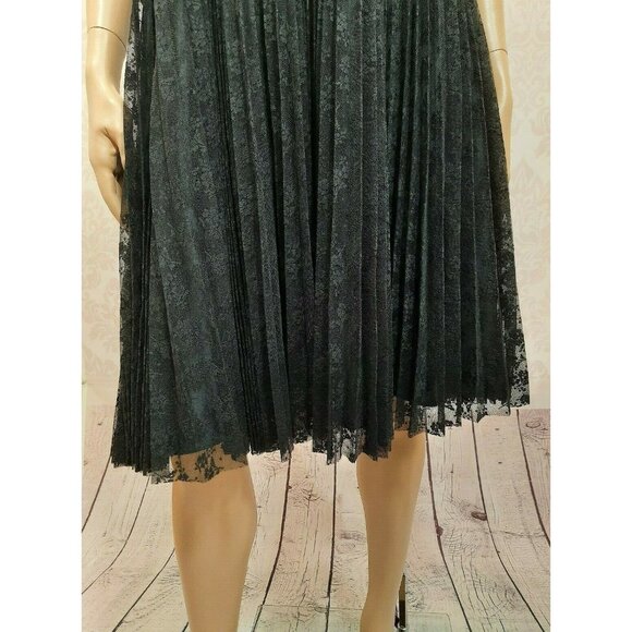 Vintage Betsey Johnson New York Dress Size 6 Black Pleated Lace Satin Halter - Picture 2 of 12